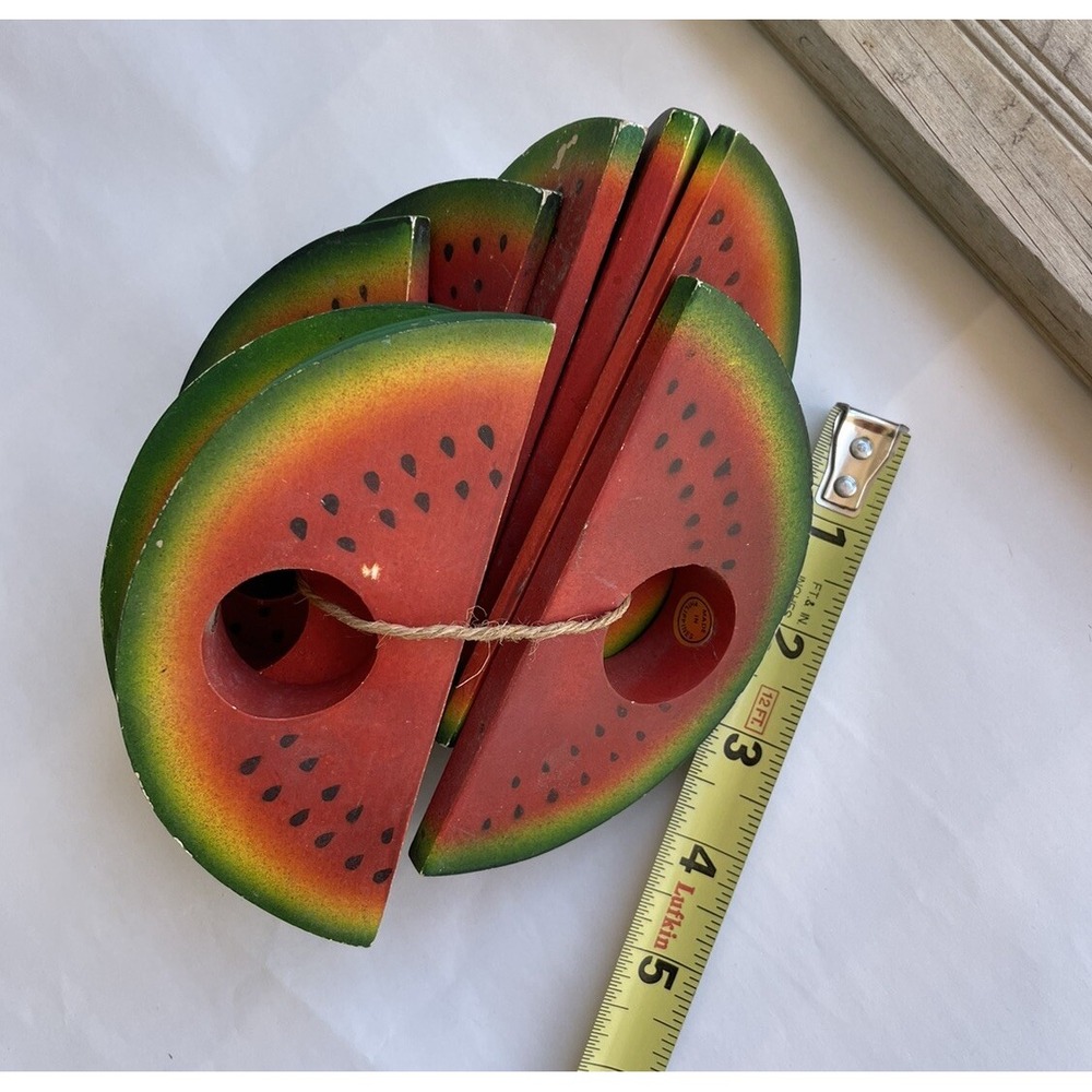 Set 8 Watermelon‎ Napkin Rings Summer Picnic Cottage Country Wood Rustic